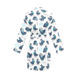 Pigeon Pattern Print Design 02 Women's Long Sleeve Belted Night Robe