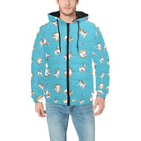 Jack Russel Pattern Print Design 03 Men's Padded Hooded Jacket
