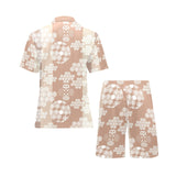 Beautiful hexagon japanese pattern Men's V-Neck Short Pajama Set