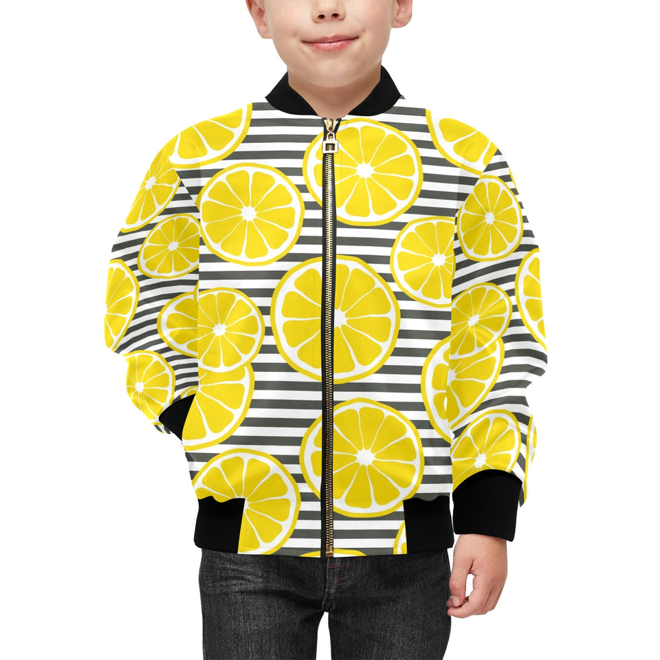 slice of lemon design pattern Kids' Boys' Girls' Bomber Jacket