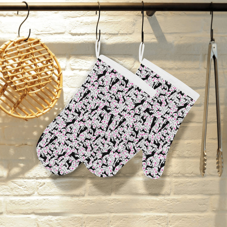 Greyhound Pattern Print Design 02 Heat Resistant Oven Mitts