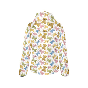 Teddy Bear Pattern Print Design 01 Women's Padded Hooded Jacket