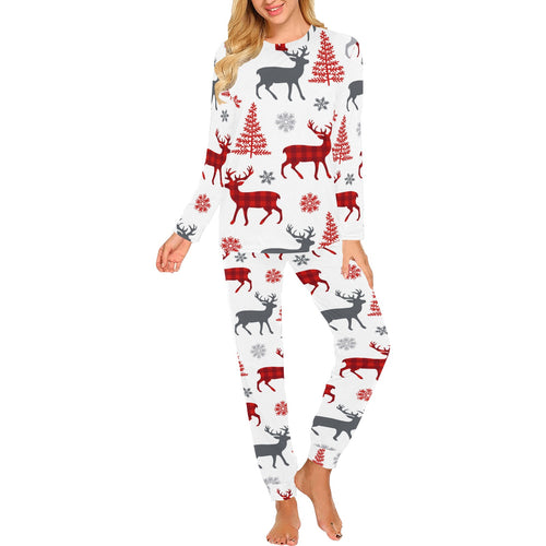 Deer tree snowflakes chrismas pattern Women's All Over Print Pajama Set