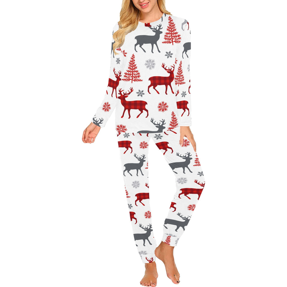 Deer tree snowflakes chrismas pattern Women's All Over Print Pajama Set