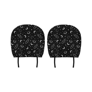 Hand drawn space rocket star planet Car Headrest Cover