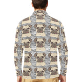 Happy pug pattern Men's Long Sleeve Polo Shirt