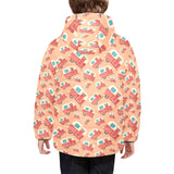 Camper Van Pattern Print Design 03 Kids' Boys' Girls' Padded Hooded Jacket