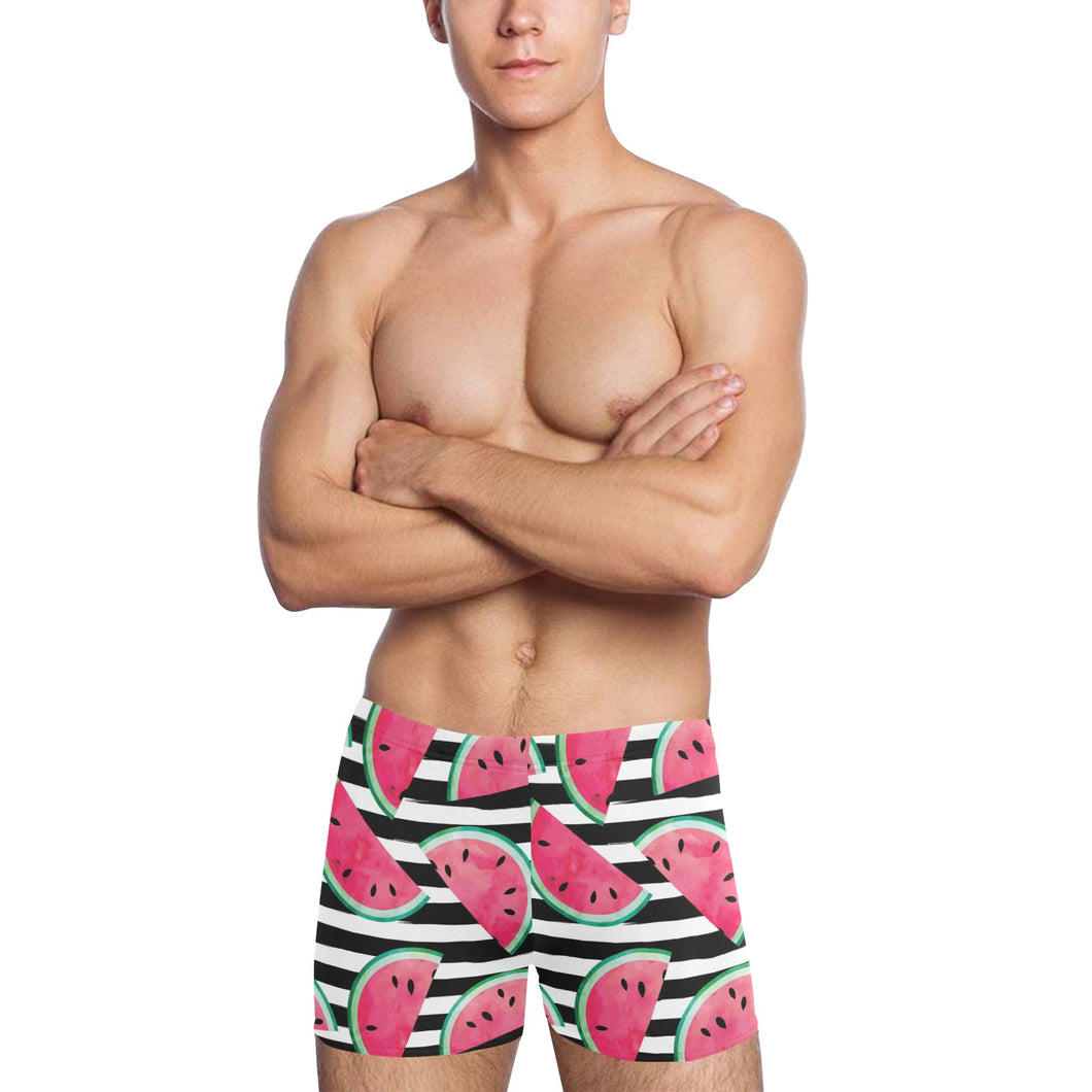 Watercolor paint textured watermelon pieces Men's Swimming Trunks