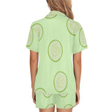 Cucumber pattern Women's V-Neck Short Pajama Set