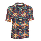 Sugar skulls flower maxican pattern Men's All Over Print Polo Shirt