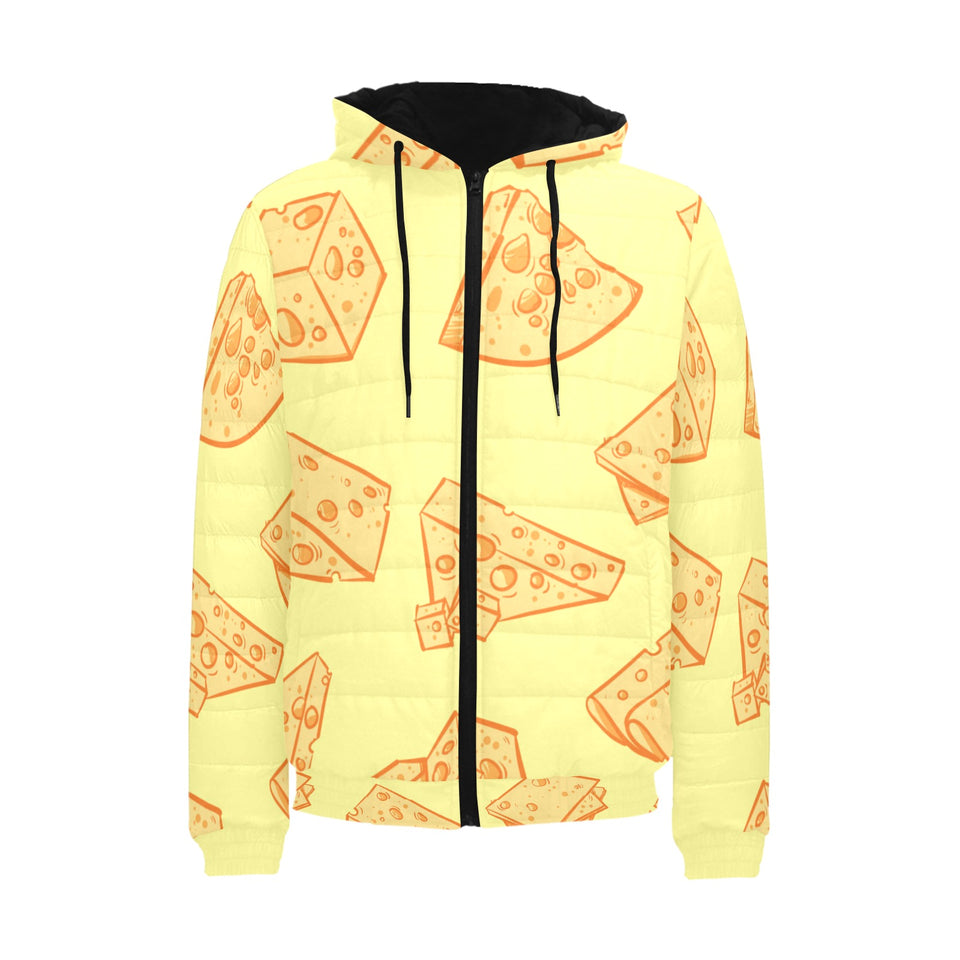 Cheese design pattern Men's Padded Hooded Jacket
