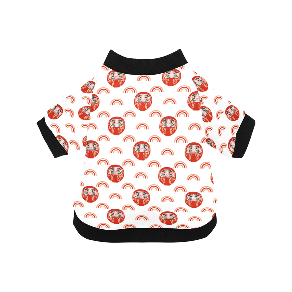 Daruma japanese wooden doll design pattern All Over Print Pet Dog Round Neck Fuzzy Shirt