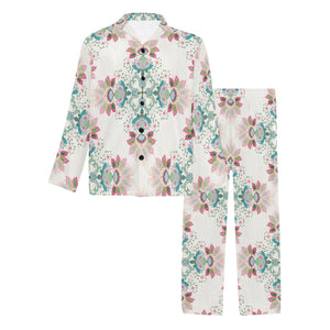 Square floral indian flower pattern Men's Long Pajama Set