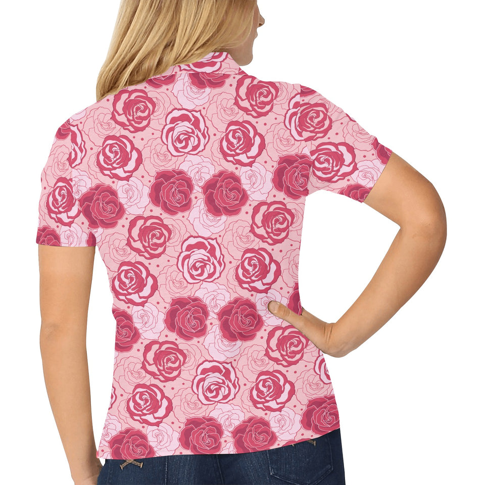 Rose Pattern Print Design 02 Women's All Over Print Polo Shirt