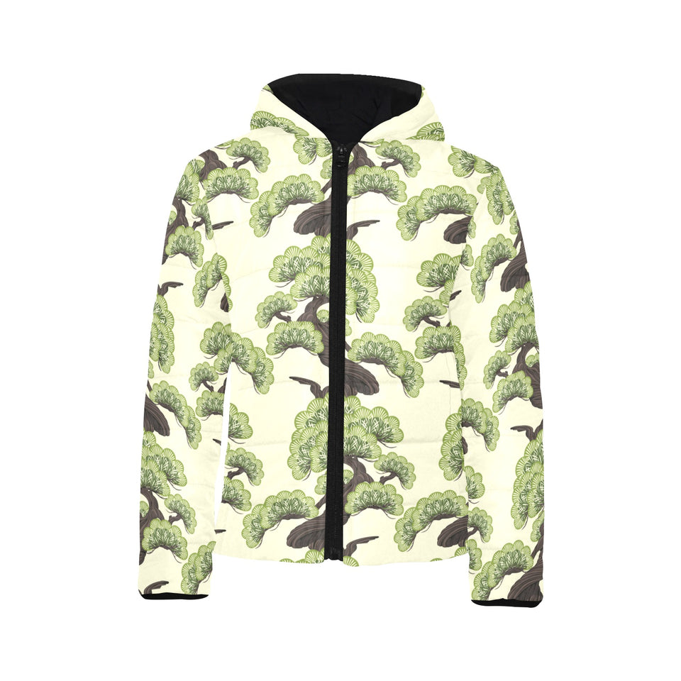 Bonsai pattern Kids' Boys' Girls' Padded Hooded Jacket