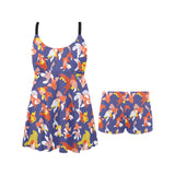 Goldfish Pattern Print Design 04 Chest Sexy Pleated Two Piece Swim Dress