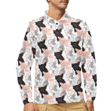 Pig Pattern Print Design 05 Men's Long Sleeve Polo Shirt