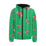 American football ball field background Men's Padded Hooded Jacket