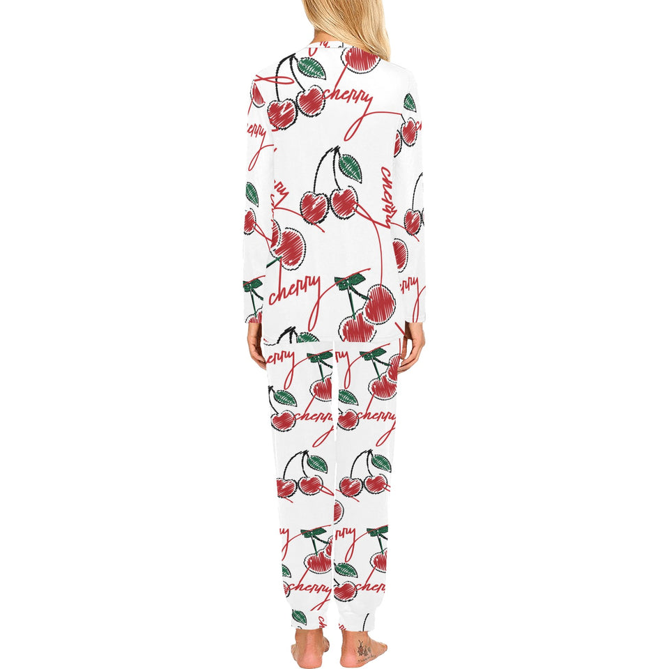 Hand drawn cherry pattern Women's All Over Print Pajama Set