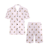 Yorkshire Terrier Pattern Print Design 02 Men's V-Neck Short Pajama Set
