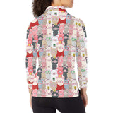 Pig Pattern Print Design 02 Women's Long Sleeve Polo Shirt