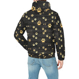 Dog Paws Pattern Print Design 05 Men's Padded Hooded Jacket