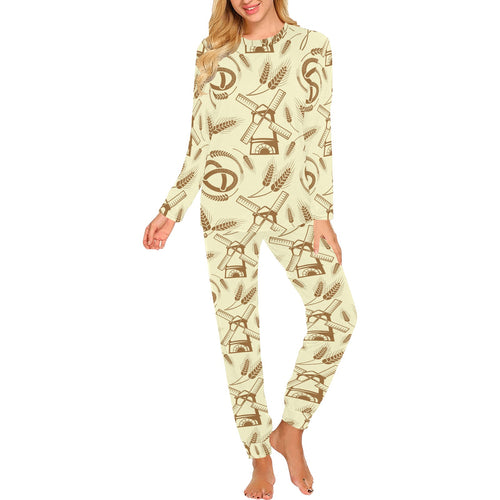 Windmill Wheat pattern Women's All Over Print Pajama Set