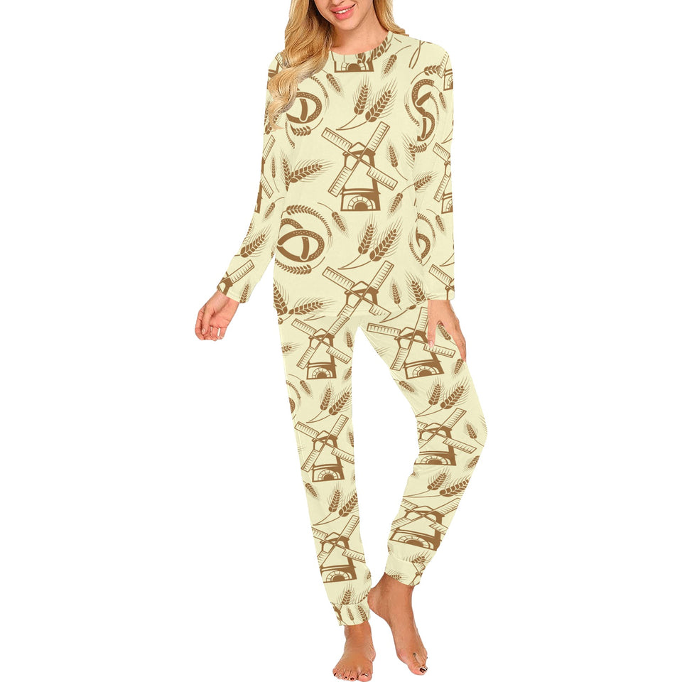 Windmill Wheat pattern Women's All Over Print Pajama Set