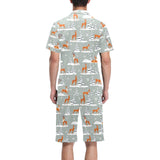 Beautiful deers Winter Christmas Men's V-Neck Short Pajama Set