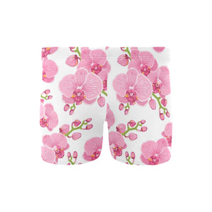 pink purple orchid pattern background Men's Swimming Trunks