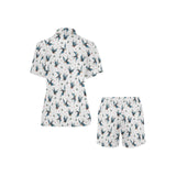 Swallow Pattern Print Design 04 Women's V-Neck Short Pajama Set