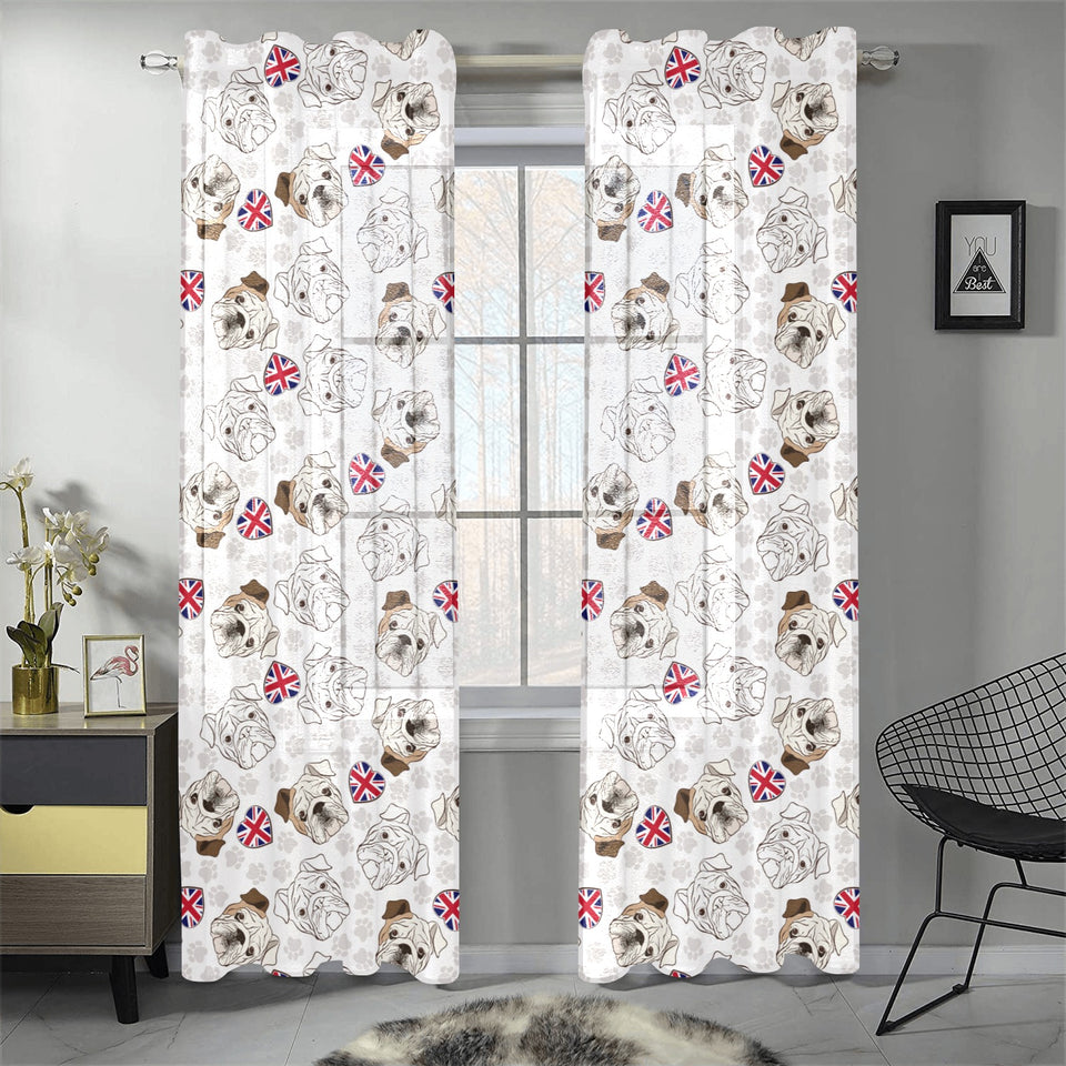 English Bulldog Pattern Print Design 01 Gauze Curtain