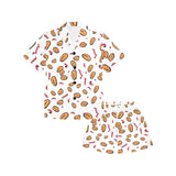 peanuts pattern background Kids' Boys' Girls' V-Neck Short Pajama Set