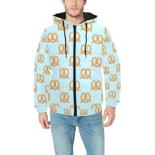 Pretzels Pattern Print Design 03 Men's Padded Hooded Jacket
