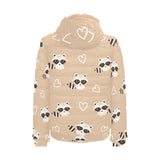 Cute raccoon heart pattern Men's Padded Hooded Jacket