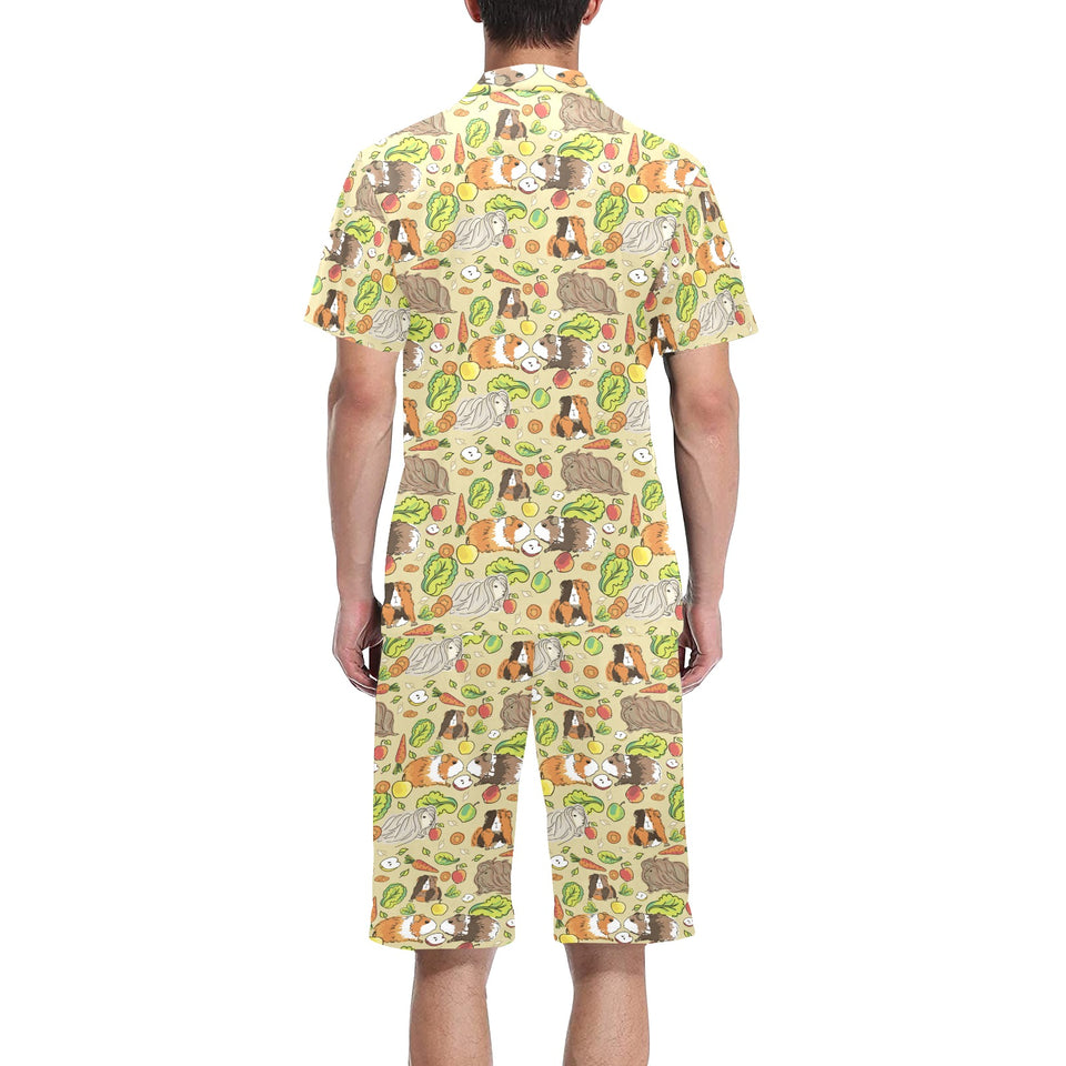 Guinea Pig Pattern Print Design 04 Men's V-Neck Short Pajama Set