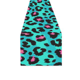 Green leopard skin print pattern Table Runner