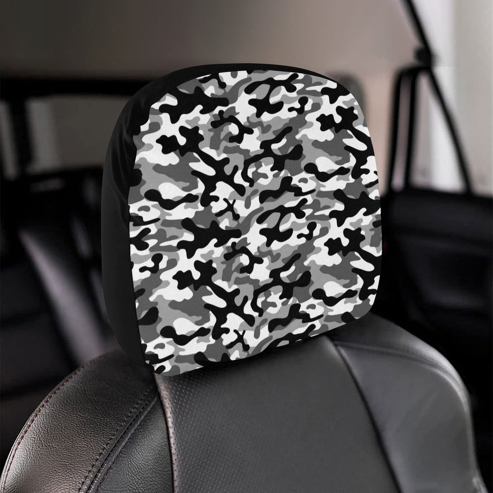 Black white camouflage pattern Car Headrest Cover