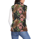 Horse head wild roses pattern Women's Padded Vest