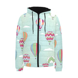 Hot Air Balloon design Pattern Men's Padded Hooded Jacket