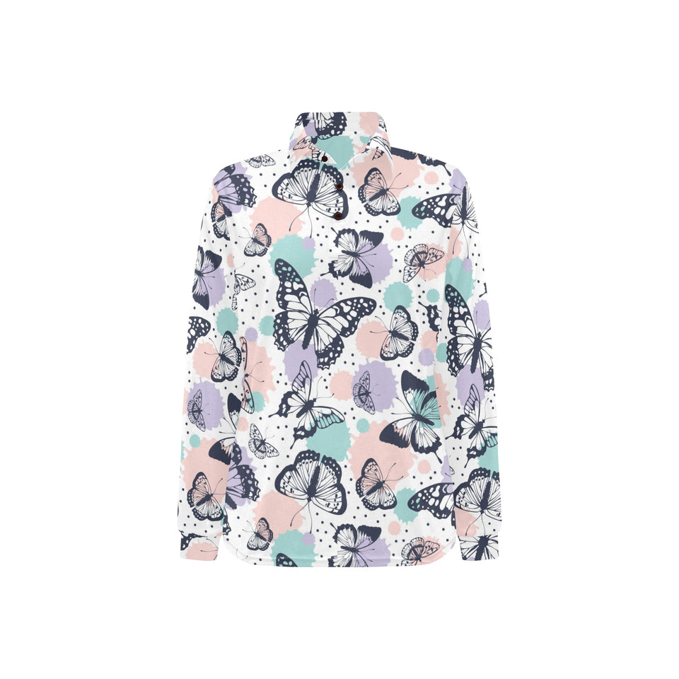 Butterfly pattern Women's Long Sleeve Polo Shirt