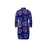 Dog Paws Pattern Print Design 02 Men's Long Sleeve Belted Night Robe
