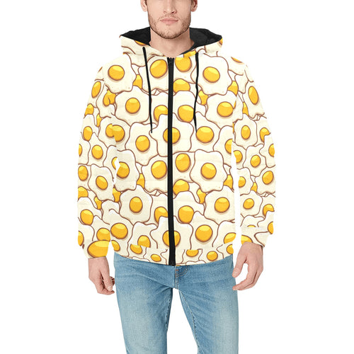 Fried Eggs Pattern Print Design 02 Men's Padded Hooded Jacket