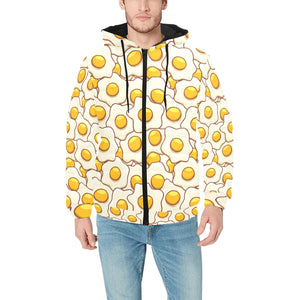 Fried Eggs Pattern Print Design 02 Men's Padded Hooded Jacket