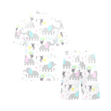 Cute elephant mouse pattern Men's V-Neck Short Pajama Set