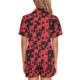 Casino Cards Suits Pattern Print Design 02 Women's V-Neck Short Pajama Set