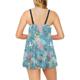 Squirrel Pattern Print Design 01 Chest Sexy Pleated Two Piece Swim Dress