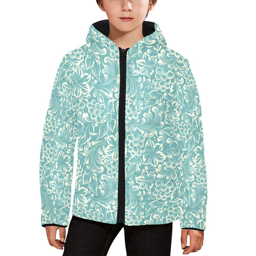 Classic Hand drawn Grape pattern Kids' Boys' Girls' Padded Hooded Jacket