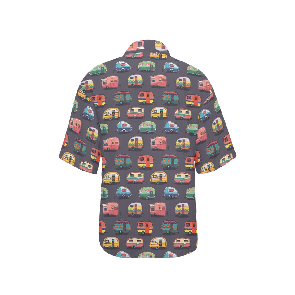 Camper Van Pattern Print Design 02 Women's All Over Print Hawaiian Shirt
