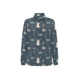 windmill tree pattern Women's Long Sleeve Polo Shirt